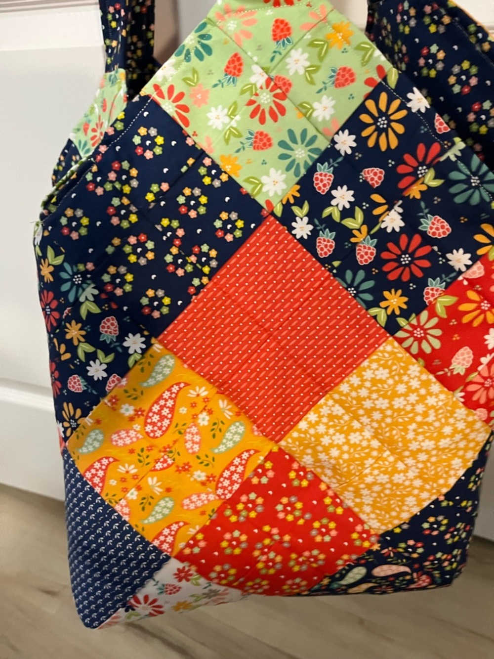 Raspberry Summer Pattern Colorful Mondo Large Bag. . New. Tote. Cotton. - Picture 2 of 3